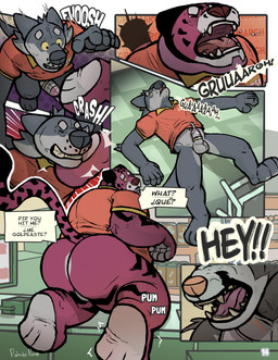 accident accidental_exposure anthro beard bodily_fluids clothed clothing condom convenience_store detailed_background dialogue duo eye_contact facial_hair from_behind_position genitals group group_sex half-erect hitting kneeling larger_sub looking_at_another looking_back male male/male markings mature_male moan muscular muscular_male nervous overweight overweight_male partially_clothed paws penis profanity public public_sex ring_(marking) ringed_tail saliva saliva_string screaming sex sexual_barrier_device size_difference slim slipping small_top_big_bottom speech_bubble striped_markings striped_tail stripes submissive sweat sweatdrop tail tail_markings tears tears_of_pain text threesome trio unconscious uniform unprofessional_behavior whining yelling patadeperro oxxo bassariscus cacomistle canid canine canis felid feline mammal pantherine procyonid tiger wolf absurd_res comic english_text hi_res multiple_scenes