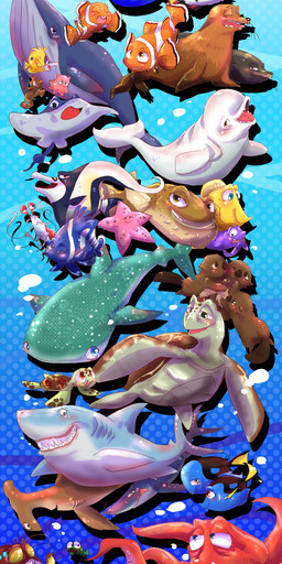 absolutely_everyone black_stripes blue_background blue_body blue_eyes brown_body brown_eyes eyes_closed female feral fin green_body group large_group male orange_body pink_body purple_body royal_gramma shark_teeth shell simple_background stripes text underwater water white_body wings yellow_body young disney finding_dory finding_nemo pixar anchor_(finding_nemo) bailey_(finding_dory) bloat_(finding_nemo) crush_(finding_nemo) deb_(finding_nemo) destiny_(finding_dory) dory_(finding_nemo) fluke_(finding_dory) gerald_(finding_dory) gill_(finding_nemo) gurgle_(finding_nemo) hank_(finding_dory) jacques_(finding_nemo) jenny_(finding_dory) marlin_(finding_nemo) mr._ray_(finding_nemo) nemo_(finding_nemo) nigel_(finding_nemo) peach_(finding_nemo) pearl_(finding_nemo) sheldon_(finding_nemo) squirt_(finding_nemo) tad_(finding_nemo) acanthurid anglerfish arthropod asterozoan avian baleen_whale beluga bird blue_whale brown_pelican california_sea_lion carpet_shark cetacean clownfish common_loon crustacean damselfish echinoderm fish flapjack_octopus giant_pacific_octopus great_white_shark ground_shark hammerhead_shark mackerel_shark mako_shark mammal marine monodontid moorish_idol mustelid otter pelecaniform pelican pinniped pomacentrid pufferfish regal_tang reptile scalie sea_lion seahorse shark shrimp spotted_eagle_ray starfish syngnathid syngnathiform tetraodontiform toothed_whale turtle whale whale_shark white_shark yellow_tang 2016 absurd_res hi_res translated
