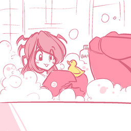 bath bathing bathtub bent_legs blush bubble female hair knock-kneed legs_out_of_water legs_together legs_up rubber_duck smile solo unknown_artist cilia_whitewater animal_humanoid aquatic aquatic_humanoid arthropod arthropod_humanoid crustacean crustacean_humanoid humanoid 1:1