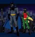 anthro bat_symbol boots cape city cityscape clothed clothing cosplay costume duo footwear gloves handwear looking_at_viewer male plantigrade shoes standing tail text crocdragon89 batman_(series) dc_comics mythology batman fenris_williams freki_(crocdragon89) robin_(dc) canid canine canis mammal mythological_canine mythological_creature werecanid werecanine werecreature werewolf wolf 2010 english_text