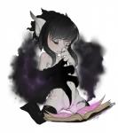 black_hair blush book clothing duo female genitals grey_body grey_skin hair legwear magic magic_user one_eye_closed pussy spread_legs spreading stockings licheart guild_wars tanya_rhyne asura humanoid