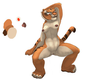 abs anthro areola biped breasts butt butt_from_the_front color_swatch feet female female_anthro fur genitals hand_behind_head inverted_nipples markings navel nipples nude nude_anthro nude_female red_eyes sitting solo spread_legs spreading striped_body striped_fur striped_markings striped_tail stripes tail tail_markings toes vulva doomrior dreamworks kung_fu_panda master_tigress felid mammal pantherine tiger colored digital_media_(artwork) hi_res shaded