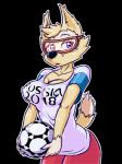 anthro ball big_breasts blue_eyes bottomwear breasts brown_body brown_fur cleavage clothed clothing crossgender dipstick_tail eyewear female fur markings mascot multicolored_body multicolored_fur multicolored_tail nipple_outline russia russian shirt shorts simple_background soccer_ball solo t-shirt tail tail_markings text text_on_clothing text_on_shirt text_on_topwear topwear two_tone_body two_tone_fur white_body white_fur riosha fifa zabivaka canid canine canis mammal wolf 2018 3:4 alpha_channel hi_res