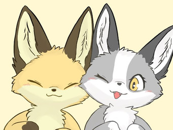 ambiguous_gender black_nose blush brown_body brown_fur chest_tuft countershading cute_fangs daww duo eyes_closed fangs feral fur grey_body grey_fur inner_ear_fluff multicolored_body multicolored_fur one_eye_closed open_mouth orange_body orange_fur simple_background smile tan_body tan_fur teeth tuft white_body white_fur wink yellow_body yellow_eyes yellow_fur fusau canid canine canis fox mammal 2024