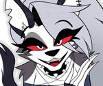 anthro female looking_at_viewer on_model solo marsamui helluva_boss mythology loona_(helluva_boss) canid canid_demon canine demon hellhound mammal mythological_canine mythological_creature hi_res