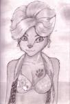 anthro beach clothing female outside seaside solo suit pannonfur domestic_cat felid feline felis mammal graphite_(artwork) greyscale hi_res monochrome traditional_media_(artwork)