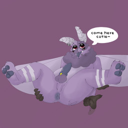 4_arms 4_eyes animal_genitalia animal_penis antennae_(anatomy) anthro blue_butt blue_penis butt canine_genitalia canine_penis ear_piercing fangs genitals male multi_arm multi_eye multi_limb penis piercing solo speech_bubble spread_legs spread_wings spreading stripes teeth tongue tongue_out wings sunny_furr arthropod insect lepidopteran moth 1:1 hi_res