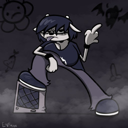 amplifier anthro bottomwear breasts cleavage clothed clothing female footwear genitals gesture hand_gesture horn middle_finger pants penis shirt shoes solo tongue tongue_out topwear theenfman parappa_the_rapper sony_corporation sony_interactive_entertainment um_jammer_lammy rammy_lamb bovid caprine mammal sheep 1:1 hi_res