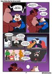 anal anthro ball_tuft balls belly body_hair bottomwear bulge clothing dialogue duo erection genitals hairy_balls hoodie male male/male moobs nipples overweight overweight_male pants penis profanity sitting surprised text tongue tongue_out topwear tuft grolarbearsins bear canid canine canis domestic_dog giant_panda mammal suid suine sus_(pig) wild_boar 2025 absurd_res comic english_text hi_res