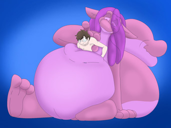 2_mouths anthro bottom_heavy brown_hair duo eyewear feet glasses hair hand_in_pouch interspecies long_ears male male/male multi_mouth nude pouch_(anatomy) pouch_play purple_body purple_hair simple_background size_difference tail tail_mouth toes unusual_anatomy unusual_tail tacokurt zeroverse bloop_(tacokurt) zach_(zeroverse) bog_leech_(species) bogroo gastropod human hybrid kangaroo macropod mammal marsupial mollusk monster octoroo digital_media_(artwork)