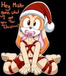 4_fingers 4_toes anthro barefoot brown_eyes christmas_clothing christmas_headwear clothing dialogue feet female fingers fur happy hat headgear headwear holidays kneeling open_mouth orange_body orange_fur santa_hat simple_background solo tan_body tan_fur toes transparent_background young foxkai christmas sega sonic_the_hedgehog_(series) cream_the_rabbit lagomorph leporid mammal rabbit alpha_channel hi_res