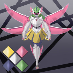 arm_blade armor big_hands biped blade bottomwear breasts clothing color_swatch digital_eyes female gauntlets gloves green_hair grey_body hair handwear highlights_(coloring) looking_at_viewer machine mask medium_breasts melee_weapon not_furry pigtails pink_highlights skirt solo spread_wings thick_thighs visor weapon wearing_mask wings txnuki nintendo pokemon warpina_(nickzilla) future_pokemon generation_9_pokemon humanoid hybrid iron_hands iron_valiant paradox_pokemon pokemon_(species) variant 1:1 absurd_res hi_res