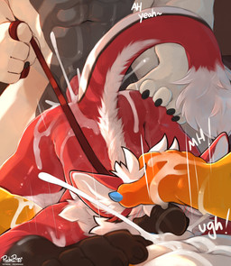 anal anal_penetration anthro blue_penis bodily_fluids collar cum cum_in_mouth cum_inside cum_on_penis cumshot deep_throat double_penetration ejaculation erection fellatio first_person_view fur genital_fluids genitals green_eyes group group_sex handjob knot leash leashed_collar male male/male male_penetrated male_penetrating male_penetrating_male male_pov oral oral_penetration penetration penile penile_penetration penis penis_grab penis_in_ass red_body red_fur sex spitroast tail threesome trio pache_riggs mythology skyire avian gryphon mythological_avian mythological_creature hi_res