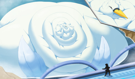 ambiguous_gender beak belly big_belly big_butt big_cheeks black_eyes blue_sky bridge butt chubby_cheeks close-up cloud duo fat_rolls feral huge_belly huge_butt huge_cheeks hyper hyper_belly hyper_butt immobile morbidly_obese morbidly_obese_ambiguous morbidly_obese_feral obese obese_ambiguous obese_feral outside overweight overweight_ambiguous overweight_feral sea sky water weight_gain white_body yellow_beak shweetmagnet nintendo pokemon anatid anseriform anserine avian bird generation_5_pokemon human mammal pokemon_(species) swan swanna 2025 colored digital_media_(artwork) hi_res shaded