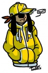 anthro black_nose clothing floppy_ears gangsta hat headgear headwear hoodie male markings mole_(marking) solo thug topwear tuckdawg canid canine canis domestic_dog mammal