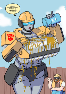 5_fingers arm_hair armor autobot beard big_breasts biped black_body black_eyewear black_sunglasses black_text blue_bottomwear blue_clothing blue_jeans blue_pants blue_sky body_hair bottomwear breasts brown_beard brown_clothing brown_facial_hair brown_hair brown_shirt brown_topwear clothed clothed_human clothed_male clothing construction_worker day denim denim_bottomwear denim_clothing dialogue extreme_size_difference eyewear facial_hair female female_humanoid fence fingers gesture grey_body grin hair hand_gesture hard_hat headgear helmet jeans larger_female larger_humanoid leaning_on_object lips machine male male_human multicolored_body not_furry oil oil_can ok_sign outside pants pouring pouring_onto_self raised_finger raised_pinky red_lips shirt short_sleeves size_difference sky smaller_human smaller_male smile solo speech_bubble standing sunglasses talking_to_another teeth text topwear vest white_clothing white_shirt white_topwear yellow_body yellow_clothing yellow_topwear yellow_vest planz34 hasbro takara_tomy transformers fan_character cybertronian human humanoid mammal robot robot_humanoid 2025 absurd_res english_text hi_res signature