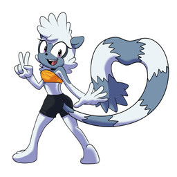 anthro barefoot black_bottomwear black_clothing black_nose black_shorts bottomwear breasts butt clothed clothing eyelashes feet female fur gesture grey_body grey_fur hand_gesture head_tuft long_tail looking_at_viewer looking_back looking_back_at_viewer markings open_mouth open_smile orange_clothing orange_topwear purple_eyes rear_view shorts simple_background smile solo striped_markings striped_tail stripes tail tail_markings topwear tuft v_sign white_background wide_hips cintra_(artist) idw_publishing sega sonic_the_hedgehog_(comics) sonic_the_hedgehog_(idw) sonic_the_hedgehog_(series) tangle_the_lemur lemur mammal primate strepsirrhine 1:1 hi_res