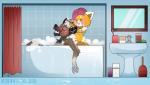 anthro assisted_bathing bath bathing bathing_together bathroom bathtub blush duo female foam happy male male/female nude romantic romantic_couple scrubbing suds dragonfoxgirl aggretsuko sanrio haida_(aggretsuko) retsuko ailurid hyena mammal red_panda spotted_hyena hi_res