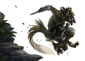 4_ears 4_toes 5_fingers action_pose anthro biped claws clothed clothing dagger digitigrade fangs feet female fingers fur grey_body grey_fur hindpaw horn jumping melee_weapon multi_ear open_mouth pawpads paws pose simple_background solo teeth toe_claws toes weapon white_background white_body white_fur hounds-tooth guild_wars charr felid mammal 2015
