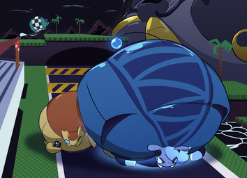 air_inflation black_outline checkered checkered_floor glistening glistening_body green_hill_zone immobile inflation mountain outline perspective plant shadow sky tree areoants dr._robotnik's_ring_racers sega sonic_the_hedgehog_(series) cantie flapjack_(areoants) moff_(dilliedragon) smotobug arthropod gastropod insect lepidopteran mollusk moth motobug slug waddling_head 2026 absurd_res cel_shading digital_drawing_(artwork) digital_media_(artwork) hi_res shaded soft_shading