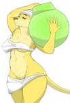 anthro apathetic breasts clothed clothing female midriff oversized_clothing red_eyes sagging_pants skimpy solo under_boob wide_hips rheumatism hi_res