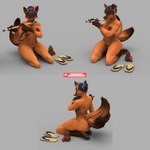 3_tails anthro clothing female flute footwear multi_tail musical_instrument nude sandals shoes solo tail wind_instrument woodwind_instrument bambookat canid canine fox mammal 1:1 3d_(artwork) absurd_res digital_media_(artwork) hi_res