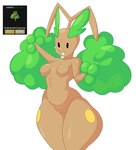 absurd_res anthro black_eyes breasts brown_body cytrusawa english_text featureless_breasts featureless_crotch female fusion generation_2_pokemon generation_4_pokemon hi_res hybrid lopunny navel nintendo nude open_mouth pokemon pokemon_(species) pokemon_fusion solo sudowoodo text thick_thighs wide_hips
