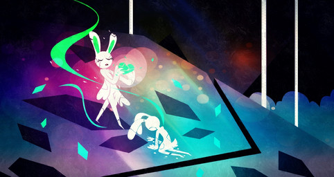 abstract_art all_fours anthro biped bodily_fluids bowing broken_heart confetti confetti_streamer cracked cracking defeated duo eyes_closed green_markings head_down healing heart_symbol long_ears markings smoke symbolism tears walking white_body wind shane_frost lagomorph leporid mammal rabbit 2019 colorful_theme digital_media_(artwork)