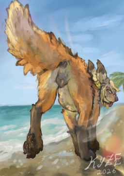 anatomically_correct anatomically_correct_anus anatomically_correct_genitalia anatomically_correct_vulva animal_genitalia animal_vulva anus beach breasts canine_genitalia canine_vulva female feral fur genitals glistening orange_body orange_fur rear_view reflection solo tan_body tan_fur tongue tongue_out vulva walking water water_reflection el_kyze spyer_fox canid canine fox mammal hi_res