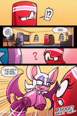 anthro areola big_areola big_breasts breasts dialogue duo eyelashes female goal_post green_eyes inanimate_to_anthro latex locker nipple_slip nipples punching_bag purple_body purple_eyes red_body speech_bubble stretching text transformation wings sachasketchy sega sonic_the_hedgehog_(series) amy_rose rouge_the_bat bat eulipotyphlan hedgehog living_latex mammal animated animated_comic comic english_text