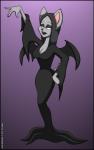 anthro big_ears black_bars breasts cleavage clothed clothing dark_lipstick dress eyelashes female fur grey_body grey_clothing grey_dress grey_fur grey_hair hair lipstick makeup purple_background purple_eyes simple_background solo wings shinragod verona7881 nickelodeon t.u.f.f._puppy the_addams_family lady_malmsteen morticia_addams mammal 2019 crossover letterbox