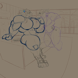 big_muscles bone chair city city_background cityscape duo eyewear furniture glasses growth hair lgbt_pride long_hair looking_at_another male muscular muscular_male nails nipples office office_chair office_desk pawpads pecs pride_color_flag pride_colors sketchy skull skull_head vincian_pride_colors wearing_glasses entitropy league_of_legends mythology riot_games tencent aurelion_sol_(lol) enti_orasia_(entitropy) dragon mythological_creature mythological_scalie scalie absurd_res hi_res sketch_page