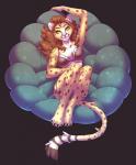 4_toes anthro bra breasts brown_hair clothing feet female fur hair lingerie lying markings on_back smile solo spots spotted_body spotted_fur toes underwear yellow_eyes rayley mia_amaya cheetah felid feline mammal 2019 digital_media_(artwork) hi_res