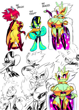 5_fingers antennae_(anatomy) armor big_breasts bodysuit breasts brown_body brown_skin cape cloak clothed clothing curvy_figure eyewear female fingerless_gloves fingers gloves green_body green_skin group hair handwear headgear helmet horn huge_breasts humanoid_pointy_ears legwear male not_furry pointy_ears purple_sclera sharp_teeth skimpy skinsuit teeth thick_thighs thigh_highs tight_clothing trio voluptuous white_body white_eyes white_skin wide_hips theguywhodrawsalot penny_(theguywhodrawsalot) sara_(theguywhodrawsalot) valerie_(theguywhodrawsalot) alien alien_humanoid horned_humanoid human humanoid mammal absurd_res hi_res