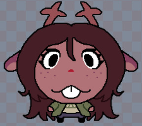 anthro antlers black_eyes brown_body brown_fur brown_hair clothing fan_designs female freckles fur hair horn solo sweater topwear turtleneck deltarune noelling_(meme) undertale_(series) dess_holiday deer mammal new_world_deer reindeer
