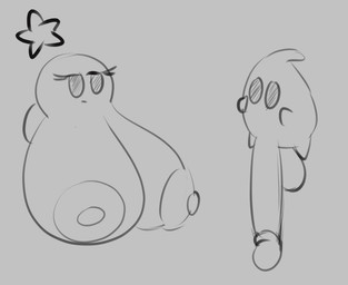 areola balls big_balls big_breasts big_penis breasts duo eyelashes female genitals huge_balls huge_breasts huge_penis hyper hyper_breasts male nipples not_furry penis philahorns mario_and_luigi_(series) mario_bros nintendo super_mario_galaxy starlow luma star_sprite waddling_head monochrome sketch