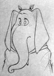 anthro eyelashes female frown hair solo trunk ilonacho illumination_entertainment sing_(movie) meena_(sing) elephant elephantid mammal proboscidean monochrome