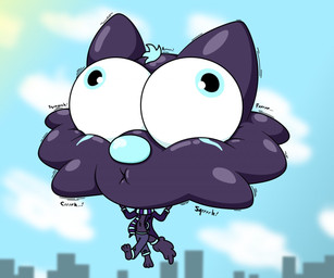 3_toes air_inflation anthro big_head blue_eyes blue_nose clothed clothed_anthro clothed_male clothing dark_body ear_expansion expansion eye_expansion feet floating head_expansion head_inflation helpless huge_head hyper hyper_ears hyper_eyes hyper_head inflation male outside pattern_clothing pattern_scarf scarf solo striped_clothing striped_scarf stripes tail toes tuft tuft_(artist) domestic_cat felid feline felis mammal 2020 digital_media_(artwork) shaded