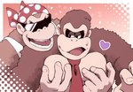 anthro blush bodily_fluids clothing duo grope groping_from_behind heart_symbol kerchief male male/male muscular muscular_male necktie pec_grab pecs shirt smile sweat sweatdrop tank_top topwear minashirazu donkey_kong_(series) nintendo donkey_kong_(character) funky_kong ape gorilla haplorhine mammal primate