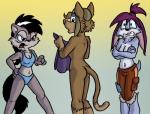 2018 alien angry anthro archie_comics arm_tuft black_hair blizzarian bottomwear breasts brown_body brown_fur butt canid canine canis cheek_tuft clothed clothing covering covering_breasts crop_top crossed_arms crossover david_hopkins elbow_tuft facial_tuft female fur gloves_(marking) group hair hand_on_hip leg_markings looking_at_viewer looking_back lupe_the_wolf mammal markings midriff multicolored_body multicolored_fur navel nervous netflix olia open_mouth panties pants purple_hair rear_view sega shirt simple_background socks_(marking) sonic_the_hedgehog_(archie) sonic_the_hedgehog_(comics) sonic_the_hedgehog_(series) standing storm_hawks suzy_lu topless topwear tuft two_tone_body two_tone_fur underwear voltron_legendary_defender wolf