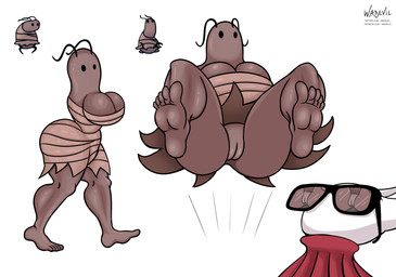 5_toes antennae_(anatomy) anthro armless barefoot big_breasts biped black_antennae black_eyes black_eyewear black_sunglasses breasts brown_body brown_clothing brown_dress brown_exoskeleton brown_vulva butt clothed clothed_anthro clothed_female clothing dress duo empty_eyes exoskeleton eyewear feet female foot_focus genitals humanoid_feet humanoid_genitalia humanoid_vulva midair no_underwear non-mammal_breasts plantigrade red_clothing red_dress reflection simple_background soles solo_focus sunglasses text toes upskirt vulva walking white_background white_body white_exoskeleton wadevil hollow_knight:_silksong hollow_knight_(franchise) team_cherry hornet_(hollow_knight) arthropod insect pilgrim_pouncer 2025 hi_res reference_image signature url