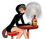 2020 alcohol anthro beverage blue_eyes canid canine canis colo domestic_dog drunk female humor mammal misha_(colo) simple_background sitting solo substance_intoxication whiskey white_background