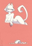 anthro black_eyes breasts female hair inner_ear_fluff mouthless nude simple_background solo tan_background tuft white_body white_inner_ear_fluff conditional_dnp jollyjack domestic_cat felid feline felis mammal 2024