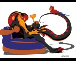 4_toes ambiguous_gender anthro anthrofied chair claws cushion duo feet foot_focus furniture hindpaw looking_at_viewer melee_weapon paws plantigrade polearm reclining simple_background snake_hood staff tail toes weapon white_background gunzcon disney disney's_aladdin iago_(disney) jafar_(disney) ara_(genus) avian bird cobra macaw neotropical_parrot parrot reptile scalie scarlet_macaw snake true_parrot hi_res