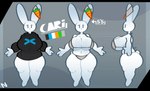 3_fingers anthro big_breasts big_butt bikini black_clothing black_outline black_sweater black_topwear bottomless breasts butt clothed clothing curvy_figure female fingers front_view grey_bikini grey_clothing grey_outline grey_swimwear huge_breasts huge_butt logo long_ears navel outline partially_clothed scut_tail short_tail side_view solo standing sweater sweater_only swimwear tail text thick_thighs topwear topwear_only two-piece_swimsuit white_body wide_hips probablydemo cari_(probablydemo) lagomorph leporid mammal rabbit 2023 aliasing artist_logo character_name clip_studio_paint_(artwork) digital_media_(artwork) english_text model_sheet