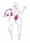 anthro blush breasts featureless_crotch female nipples nude solo standing thick_thighs wide_hips crystalcheese nintendo pokemon generation_1_pokemon legendary_pokemon mewtwo pokemon_(species) absurd_res colored_sketch hi_res sketch