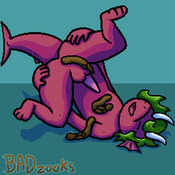 3_toes anthro balls butt eyes_closed feces feces_in_ass feces_on_body feces_on_chest feces_on_ground feces_pile feet genitals green_hair hair hand_on_butt hand_on_own_butt horn male male_pooping nude open_mouth paws penis pooping pooping_on_self raised_tail red_body scatplay shadow simple_background soles solo spread_butt spreading tail teal_background text toes badzooks gadzooks_(badzooks) imp 1:1 absurd_res artist_name hi_res