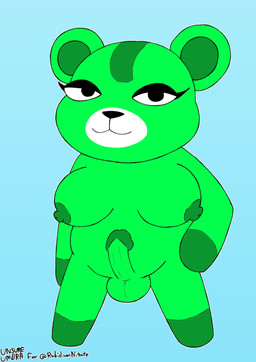 anthro arm_on_hip balls big_breasts breasts erect_nipples erection genitals gynomorph intersex looking_at_viewer nipples nude penis smile solo standing unsureumbra animal_crossing nintendo fan_character trixie_(rubidiumnitride) cricetid hamster mammal rodent hi_res