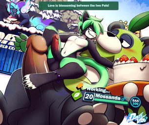 4_toes anklet anthro balls bite biting_lip black_balls black_body black_claws black_fur blue_body blue_fur cake claws dessert duo facial_markings feet food foot_fetish foot_play footjob fur gameplay_mechanics genitals gradient_penis green_eyes green_hair green_markings green_pawpads green_tail hair half-closed_eyes head_markings jewelry laying_on_another male male/male markings narrowed_eyes navel nude outside_sex pawpads penile penis pink_nose raised_tail seductive sex size_difference snow tail text toes torso_markings two-footed_footjob white_body white_fur white_toes dustythebat mythology palworld pocketpair aevyn avery_(fwuffydurg) dragon eastern_dragon felid feline furred_dragon furred_scalie mammal mossanda mythological_creature mythological_scalie pal_(species) pyrin_noct scalie absurd_res english_text hi_res