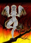 anthro anthrofied areola armor beak big_breasts black_claws breasts brown_areola brown_nipples chest_tuft claws detailed_background feathers female fire forest_fire genitals headgear helmet holding_armor holding_headgear holding_helmet holding_object holding_with_foot looking_at_viewer navel nipples nude on_one_leg outside plant pussy solo standing tree tuft white_body white_feathers rorrek guardians_of_ga'hoole nyra_(gogh) avian barn_owl bird owl tyto tytonid western_barn_owl 2022 digital_drawing_(artwork) digital_media_(artwork) hi_res